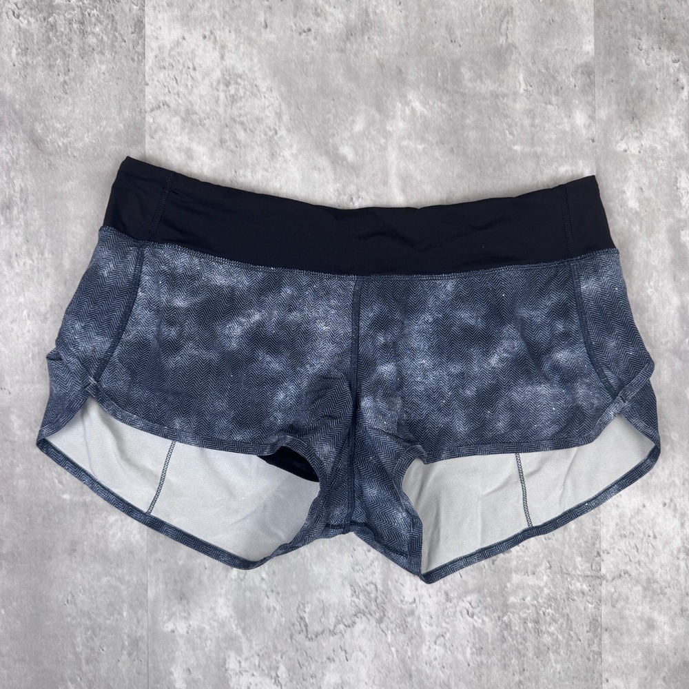 Lululemon Speed Up Short Women's 10 Blue Active Mid-Rise Lined Gym Stretch